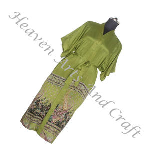 KL012 Belle Vintage Sari Kimono Longue Robe Vintage D'été Imprimé Floral Bohème Surdimensionné Pleine Longueur Manches Vacances Vintage - Product Image 5