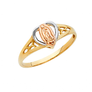 Anillos de compromiso clásicos modernos con forma de corazón chapados en tres tonos cristianos de lujo para mujeres y hombres Material de aleación - Product Image 1