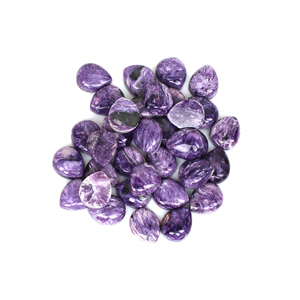 5ชิ้นธรรมชาติ CHAROITE 12X10MM ลูกแพร์ CABOCHON 23.45CTS พลอยหลวม - Product Image 4