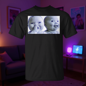 T-shirt Promozionale Niche Baby Gen Z Meme AI Virale con Riso e Risatine - Product Image 3