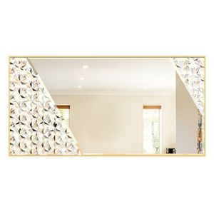 Decoración del hogar Irregular Estética Curvy Espejo de baño Moderno Oro Mediados de siglo Asimétrico Marco de madera de cristal - Product Image 6