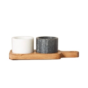 Azucarera y Salero de Mármol con Base de Madera y Asa, Diseño Superior, Precio de Mayoreo - Product Image 1