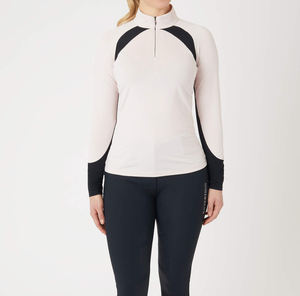 Camisa deportiva de equitación para mujer de diseño personalizado OEM, ropa ecuestre superior con costuras planas, capas base técnicas impresas - Product Image 1