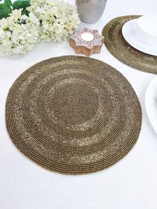 Buy <b>Christmas</b> Festive Made Beaded <b>Placemat</b> Multiple Colored Beads Home Decor Coaster Mat and Pads - Product Image 6