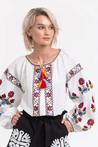 Meilleures ventes Robes de tous les jours bohèmes pour femmes Vyshyvanka Motifs de broderie Chemisier à manches longues Glands Tissé Tissage Débardeurs - Product Image 3