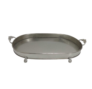 Plateau ovale de service de nourriture plateaux de vaisselle de couleur argentée pour la maison et le restaurant et la décoration de table à la main - Product Image 1