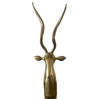Escultura de Cabeza de Gazela de Latón Dorado WB INC, Estilo Moderno Vintage, Figura de Antílope Impala con Cuernos Largos, Metal Pulido, Artesanía