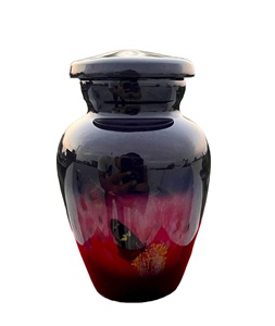 Urne funéraire en velours rouge humain pour cendres Urne funéraire pour adulte avec design gravé Urne de crémation pour cendres Conteneur de cendres (Noir) - Product Image 1