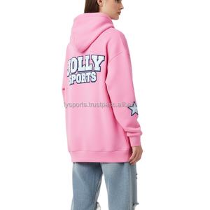Sweat à capuche surdimensionné pour femme 320 GSM Premium Fleece Fabric Soft Pink Color Embroidered Custom Logo Pullover women's basics Hoodies - Product Image 5
