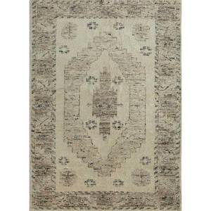 Alfombras de Lana Anudadas a Mano, Color Tomillo Beige Marrón, Estilo Boho AKWL-1045 para el Hogar, para Entrada, Pasillo, Rectangulares, con Medallón Abstracto - Product Image 1