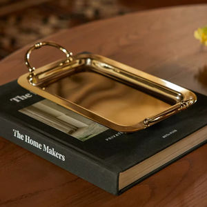 Luxury <b>Gold</b> <b>Tray</b> Metal Decorative <b>Tray</b> <b>Gold</b> <b>Serving</b> <b>Tray</b> Premium Vanity <b>Tray</b> Storage <b>Trays</b> - Product Image 1