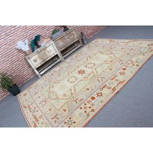 Tapis turc vintage, grand tapis de 6,6 x 9,2 pieds, tapis floral brun orangé - Product Image 1