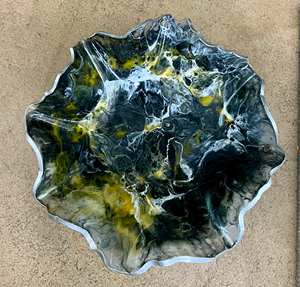 Ensaladera de resina ODM hecha a mano con remolino blanco y negro, patrón de remolino Aqua, textura de mármol pulida para el hogar, Hotel, fiesta, Buffet - Product Image 5