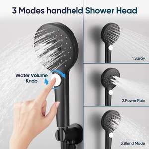 Set da bagno con soffione a pioggia ad alta pressione nero opaco da 10 pollici con caratteristiche High-Tech - Product Image 2