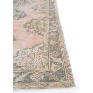 พรมขนสัตว์ถักมือสีชมพูและสีม่วงสไตล์วินเทจ รุ่น Pae-1883 สำหรับห้องนั่งเล่นหรือทางเดินในบ้าน - พรมจาอีปุร์ดีไซน์ใหม่จากสหรัฐอเมริกา - Product Image 4