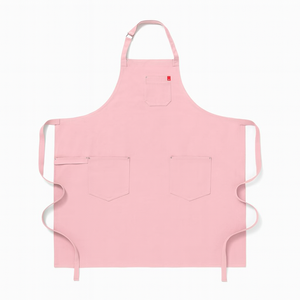 Pink Heavy Duty Reusable Bib <b>Apron</b> with Three Pockets Canvas Machine Washable for Cooking Daily Use Simple Style Woven Fabric - Product Image 1