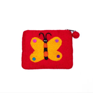 Bolso de hombro hecho a mano con cremallera para mujer, bolso de fieltro con diseño de mariposa colorida de Nepal - Product Image 1