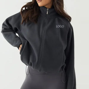 Sweat-shirt pour femmes avec fermeture éclair, prix avantageux pour les acheteurs en gros / Vêtement décontracté à manches longues et logo personnalisable - Product Image 1