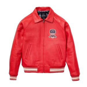 Chaquetas Avirex para Hombre Hechas de Cuero de Alta Calidad con Logotipo Personalizado, Chaqueta Averix Roja para Hombre de Cuero Grueso con Logotipo Personalizado en Oferta - Product Image 5