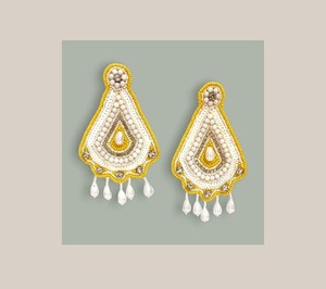 Boucles d'oreilles pendantes en perles de verre brodées à la main à 100%, style classique, pour les fêtes, cadeau pour femmes indiennes, artisanat JAVED - Product Image 6