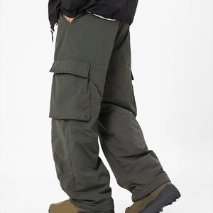 Pantalones holgados de esquí personalizados, pantalones con cintura elástica, pantalones informales de lino fino de Color sólido para hombre, pantalones holgados de Hip Hop de calle alta - Product Image 5