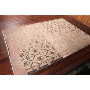 Vintage Area Rug 4.1x5.9 ft, <b>Brown</b> Patchwork Turkish <b>Wool</b> Rug - Product Image 2