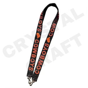 multi <b>colour</b> Customized White Gold Seed Bead <b>Bag</b> Straps 'Hook Em Horns' Fashionable Accessory Beaded Purse Strap - Product Image 6