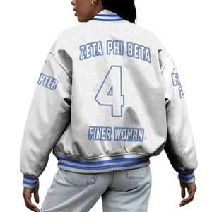 Zeta Phi Beta 1920 Fondateurs Jour Vie Grecque Bleu Blanc Varsity Letterman Veste Sororité ZPB Chenille Patch Manteau - Product Image 2