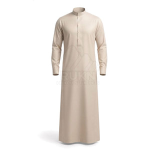 Fresh Look Saudi Classic <b>Thobe</b> Casual Cotton Tailored Traditional Design Clean Collar Front Button Comfortable Full Length Style - Product Image 4
