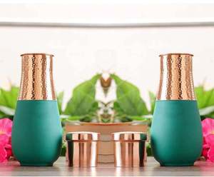 High Quality Pure Copper Bedroom Bottle with Inbuilt Glass Copper Vess with Premium Packaging Made in India - Product Image 4