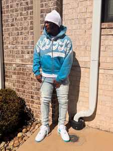 Sweat à capuche zippé 100% coton personnalisé en éponge française avec strass Crystal Sun Faded Zipper Hoodies pour hommes femmes - Product Image 3