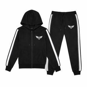 Ensemble de survêtement bleu marine personnalisé pour femme, veste à capuche et pantalon de jogging avec bande latérale, vêtements de sport décontractés - Product Image 6