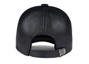 Casquette de baseball pour homme en cuir véritable à 5 panneaux, brodée sur mesure, très vendue, réglable, respirante, pour l'extérieur, l'hiver - Product Image 4