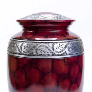 Mini urnas de cremación de aluminio de estilo europeo grabadas para cenizas humanas recuerdo ecológico suministros funerarios al por mayor - Product Image 2