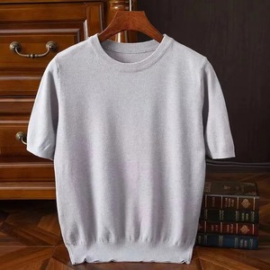Knitted Short Sleeve T-shirt Men Summer Basic O-neck T-shirt Chic Color Tee Shirt Male Tops Loose <b>Woolen</b> <b>Sweater</b> - Product Image 4
