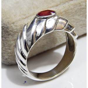แหวนพลอยทับทิมธรรมชาติเงิน925K ทำด้วยมือแหวนแต่งงานของขวัญสำหรับ Her-R0331-GS - Product Image 4
