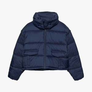 Veste matelassée à capuche pour femme, couleur personnalisée, coupe-vent, imperméable, respirante, unie, teinte unie, enduite de toile, tricotée, pour l'extérieur - Product Image 2