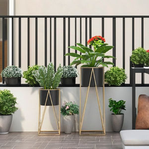 Jardinières Rondes Modernes en Métal Grand Design Stand Maison Jardin Salon Décoration Lot de 2 - Product Image 2