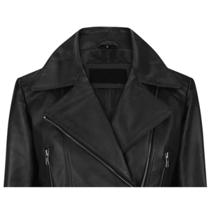 Chaqueta de Motociclista de Piel de Oveja Genuina Hecha a Medida de Primera Calidad para Mujer, 100% Resistente al Viento, Elegante, con Estampado de Moda - Product Image 5