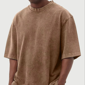 เสื้อยืดคอกลมแขนสั้นผ้าคอตตอนเนื้อนุ่มแบบย้อมสีเอซิดคุณภาพสูงสั่งทำพิเศษสำหรับผู้ชาย สไตล์สตรีทแวร์ เสื้อยืดฤดูร้อน - Product Image 1