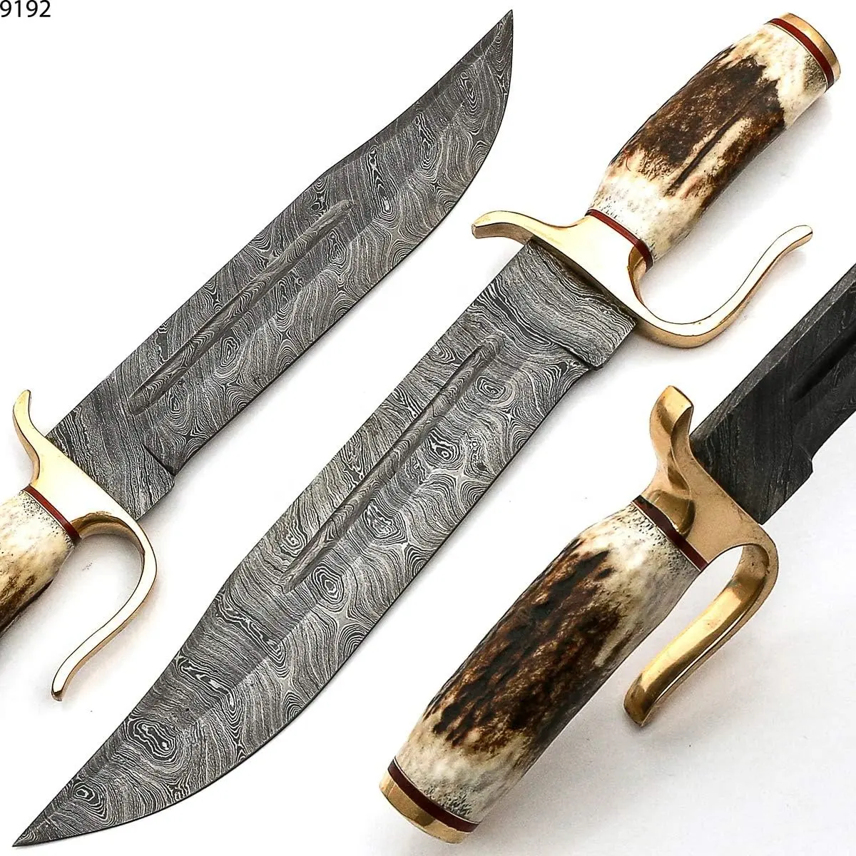 Kustom buatan tangan Damaskus baja pisau luar ruangan pisau tetap berburu bowie pisau untuk bertahan hidup berkemah pisau dengan selubung kulit