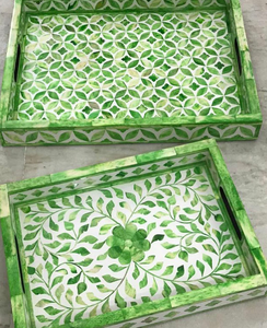 Plateau décoratif rectangulaire grand format en os incrusté fait main de qualité supérieure pour mariage, restaurant, service de café, usage domestique - Product Image 5