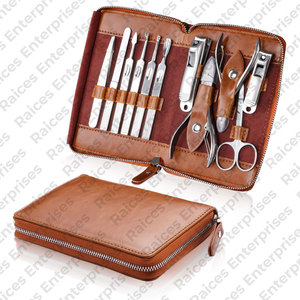 Kit de manucure et de pédicure coupe-ongles durable Kit de toilettage en acier inoxydable avec étui élégant - Product Image 1