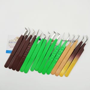 Pinzas para pestañas con punta de fibra con logotipo impreso, pinzas de extensión de pestañas con etiqueta privada personalizada de 45 75 90 grados - Product Image 2