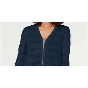 Cardigan da Donna Charter Club a Righe Pointelle Blu Lungo Casual con Stampa e Bottoni Disponibile in Taglie Petite e Medium per Autunno Inverno - Product Image 2