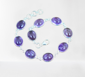 Pulsera giratoria de piedras preciosas naturales de amatista, pulsera de plata de ley 925, pulsera de piedras preciosas de Plata de Ley 925 sólida, joyería - Product Image 1