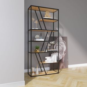 Étagère à livres en bois sur pied avec base à ventouses 90x34x200cm - Product Image 1