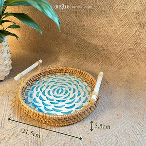 ถาดหวายไม้ไผ่ธรรมชาติ ลายฝัง สำหรับตกแต่งห้องนั่งเล่น ผลิตในเวียดนาม - Product Image 5