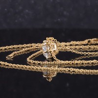 Collier en or jaune massif 14 carats plaqué or rose avec pendentif moissanite taille coussin 2,0 carats 7,5 mm, chaîne à maillons vintage style East West antique