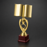 Nouveau Trophée Livre Ouvert en Plastique Doré 2026, 37,5 cm, 33 cm, 27,8 cm, avec Logo Personnalisé, Récompense pour Compétition Académique Scolaire, Base Bordeaux, Vente en Gros